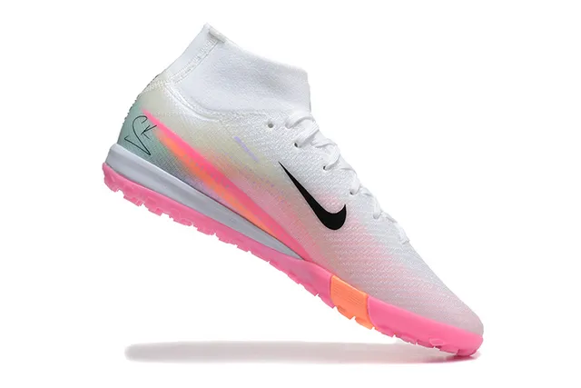 Nike Phantom GT White Pink Sock-Fit Collar Flyknit Upper Turf Soccer Shoes 4