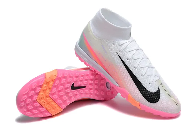 Nike Phantom GT White Pink Sock-Fit Collar Flyknit Upper Turf Soccer Shoes 6