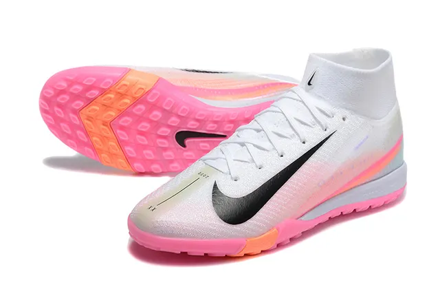 Nike Phantom GT White Pink Sock-Fit Collar Flyknit Upper Turf Soccer Shoes 7