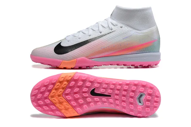 Nike Phantom GT White Pink Sock-Fit Collar Flyknit Upper Turf Soccer Shoes 9