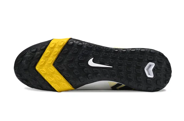 Nike Phantom GT Branco Amarelo Flyknit Parte superior Col de meia Alto Gramado Sapatos de futebol 5
