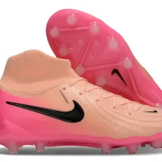Nike Chuteiras de Futebol Rosa Bege Alto Corte Colar de Meia Upper Gradiente Superfície Firme
