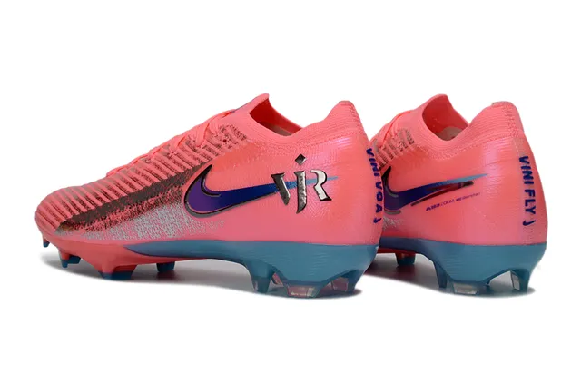Nike Chaussures de football avec upper en tricot rose bleu, lacets asymétriques pour terrain ferme 4