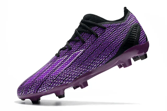 Nike Tênis de futebol roxo preto com upper sintético de padrão geométrico, design de tornozelo baixo para gramado firme 3