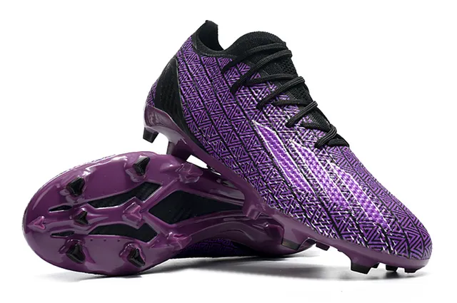 Nike Tênis de futebol roxo preto com upper sintético de padrão geométrico, design de tornozelo baixo para gramado firme 4