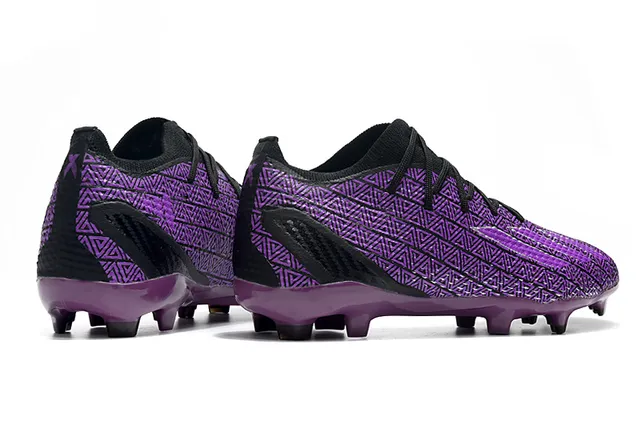 Nike Tênis de futebol roxo preto com upper sintético de padrão geométrico, design de tornozelo baixo para gramado firme 5