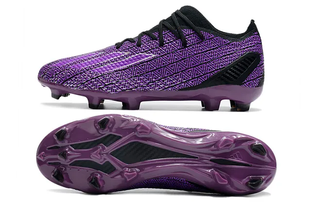 Nike Tênis de futebol roxo preto com upper sintético de padrão geométrico, design de tornozelo baixo para gramado firme 6