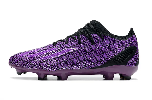 Nike Tênis de futebol roxo preto com upper sintético de padrão geométrico, design de tornozelo baixo para gramado firme 7