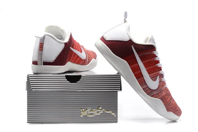 Tênis de basquete Nike upper de malha vermelho e branco low-top 6