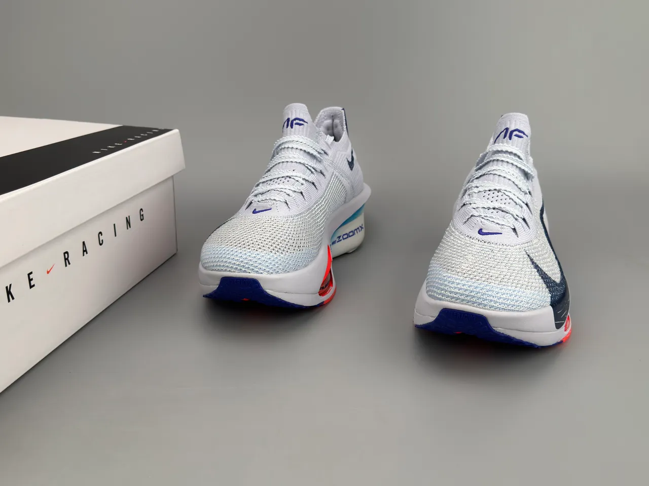 Nike Road Racing AF Chaussures de course Gris clair Marine Orange 5