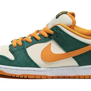 Nike SB Dunk Low हरा नारंगी क्रोक-एम्बॉस्ड स्केटबोर्ड जूते