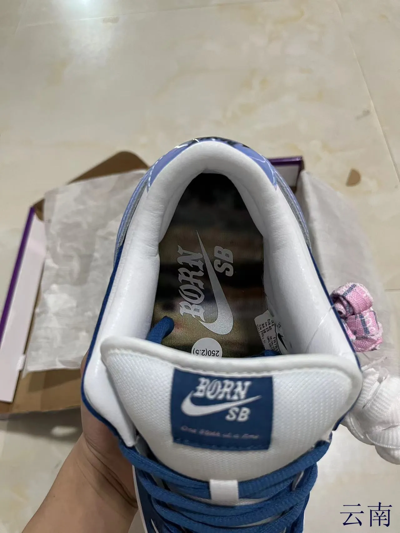 Nike SB Dunk Low Navy White Iridescent Swoosh स्केटबोर्ड जूते 5