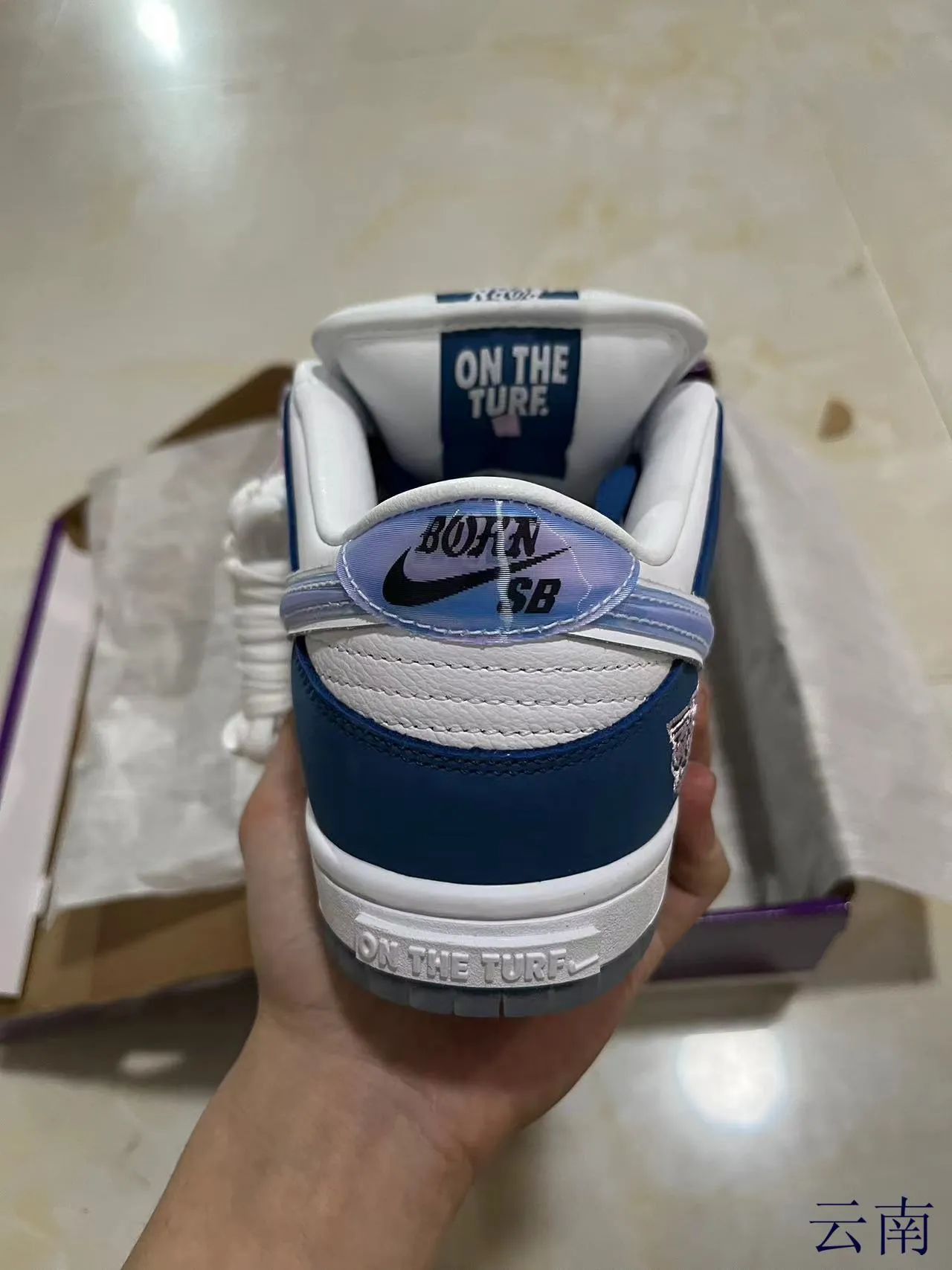 Nike SB Dunk Low Navy White Iridescent Swoosh स्केटबोर्ड जूते 8