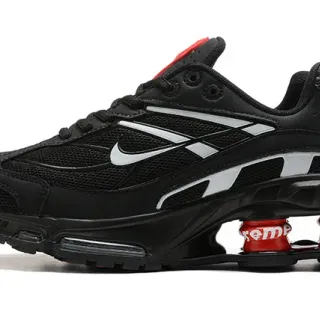 Nike Shox R4 أسود أحمر فضي حذاء أسلوب حياة