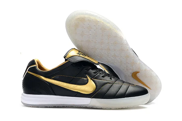 Nike Tiempo Legend White Gold Quilted Leather Upper Metallic Swoosh Indoor Soccer Shoes 19