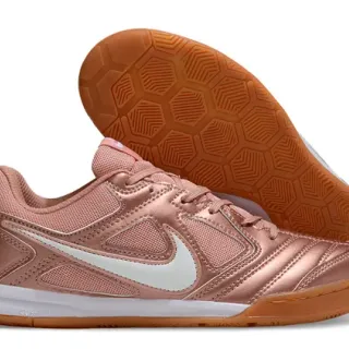 Nike Tiempo rosa blanco metálico rosa oro empeine sintético Swoosh zapatillas de fútbol indoor