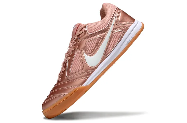 Nike Tiempo وردي أبيض معدني وردي ذهبي علوي اصطناعي Swoosh أحذية كرة قدم داخلية 5