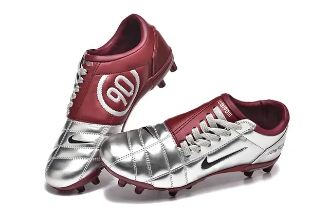 Nike Total 90 III Argent métallique et Bordeaux Semelles Firme Chaussures de Football 2