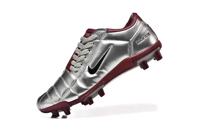 Nike Total 90 III Argent métallique et Bordeaux Semelles Firme Chaussures de Football 4