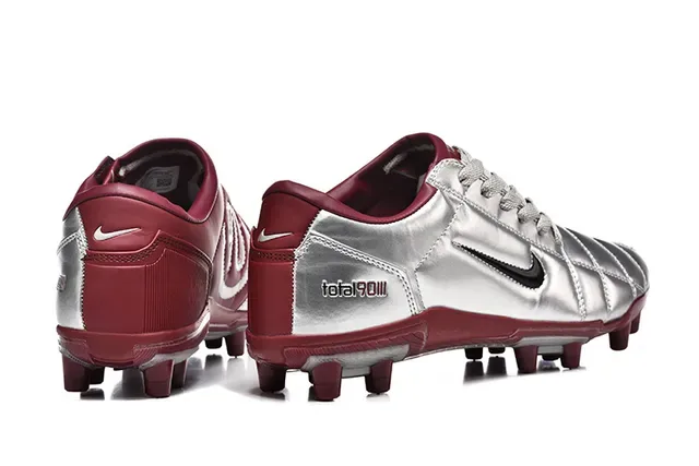 Nike Total 90 III Argent métallique et Bordeaux Semelles Firme Chaussures de Football 5
