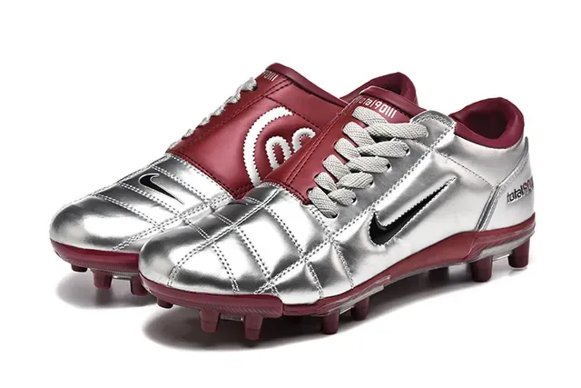 Nike Total 90 III Argent métallique et Bordeaux Semelles Firme Chaussures de Football 6