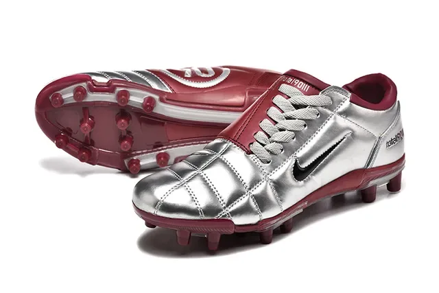 Nike Total 90 III Argent métallique et Bordeaux Semelles Firme Chaussures de Football 7
