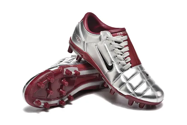 Nike Total 90 III Argent métallique et Bordeaux Semelles Firme Chaussures de Football 8