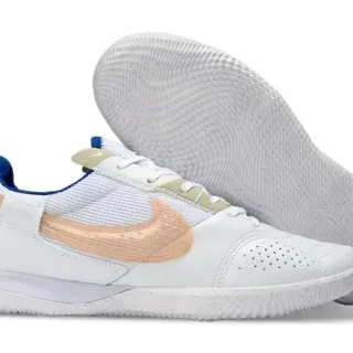 Nike White Beige Low-Top Perforated Leather And Mesh Upper Sneakers
