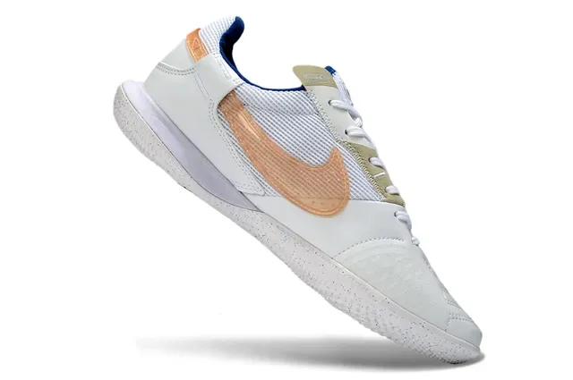 Nike Tênis Branco Beige Low-Top Perfurados De Couro E Malha Superior 2