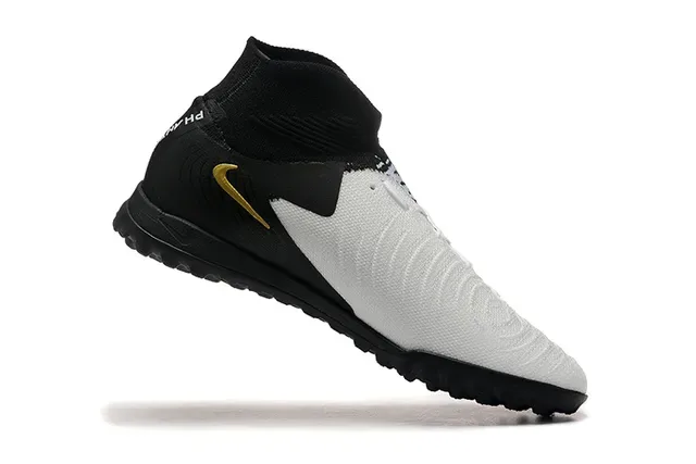 Nike Chaussures de football turf synthétiques texturisées blanc noir haut-coupé col chaussette 4