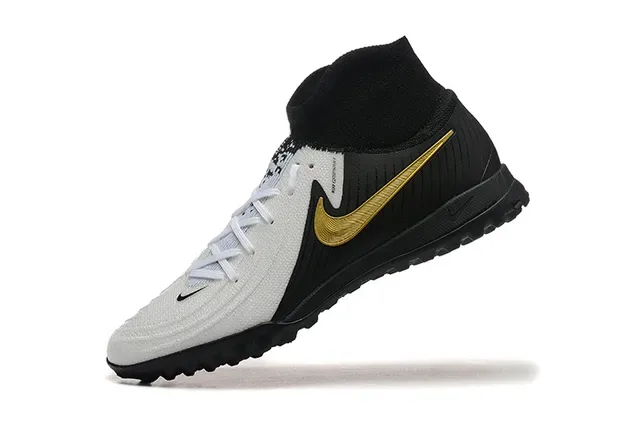 Nike Chaussures de football turf synthétiques texturisées blanc noir haut-coupé col chaussette 5