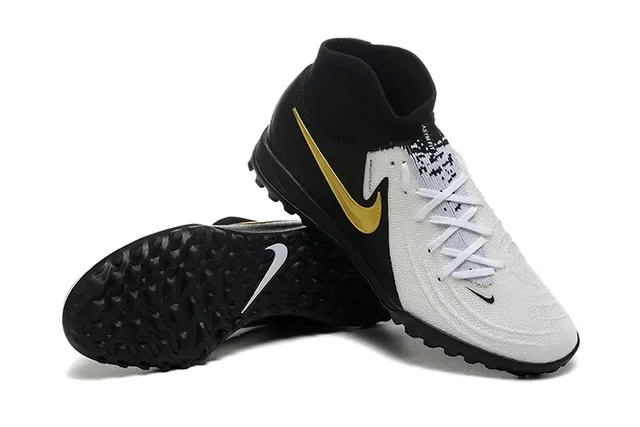 Nike Chaussures de football turf synthétiques texturisées blanc noir haut-coupé col chaussette 6