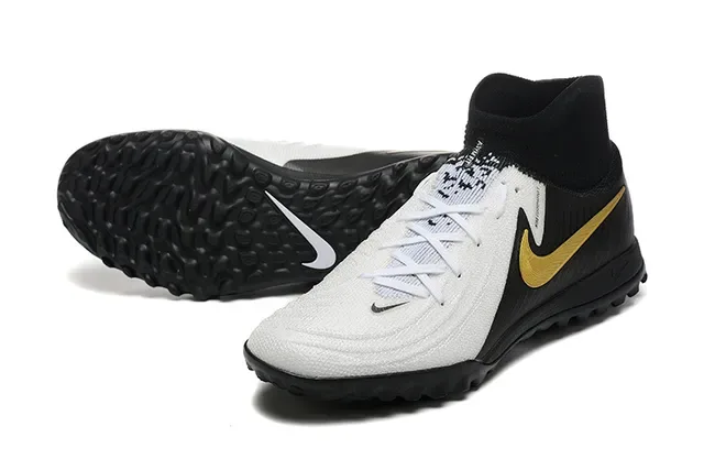 Nike Chaussures de football turf synthétiques texturisées blanc noir haut-coupé col chaussette 7