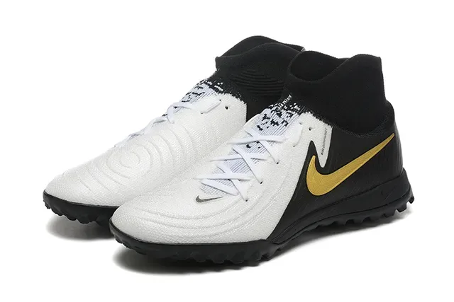 Nike Chaussures de football turf synthétiques texturisées blanc noir haut-coupé col chaussette 8