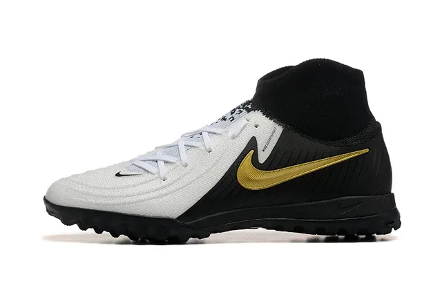 Nike Chaussures de football turf synthétiques texturisées blanc noir haut-coupé col chaussette 10
