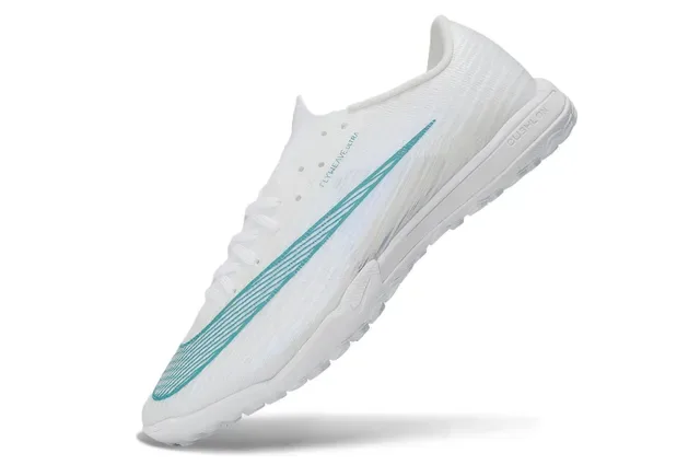 Nike White Blue Flyweave Knit Upper Teal Gradient Swoosh Turf Soccer Shoes 3