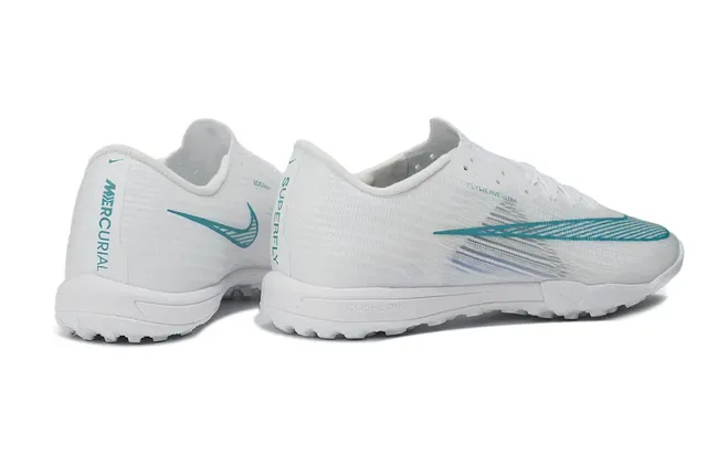 Nike White Blue Flyweave Knit Upper Teal Gradient Swoosh Turf Soccer Shoes 5