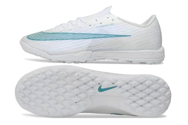 Nike White Blue Flyweave Knit Upper Teal Gradient Swoosh Turf Soccer Shoes 6
