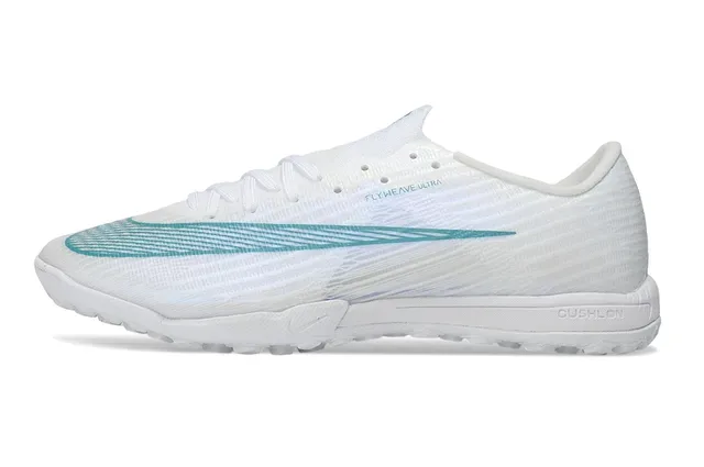 Nike White Blue Flyweave Knit Upper Teal Gradient Swoosh Turf Soccer Shoes 7