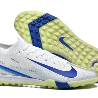 Nike Branco Azul Knit Upper Outsole Turf Tênis de Futebol
