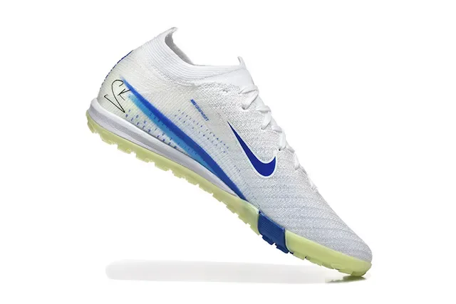 Nike White Blue Knit Upper Outsole Turf Soccer Shoes 3