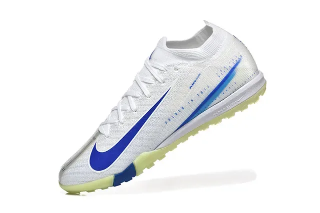 Nike White Blue Knit Upper Outsole Turf Soccer Shoes 4