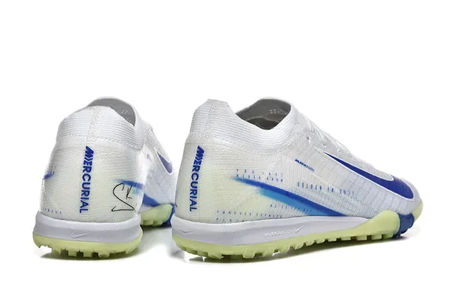 Nike White Blue Knit Upper Outsole Turf Soccer Shoes 5
