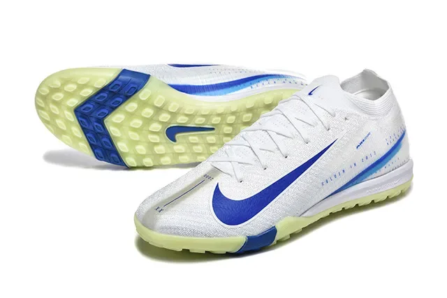 Nike White Blue Knit Upper Outsole Turf Soccer Shoes 6