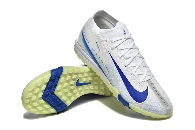 Nike White Blue Knit Upper Outsole Turf Soccer Shoes 7