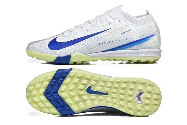 Nike White Blue Knit Upper Outsole Turf Soccer Shoes 9
