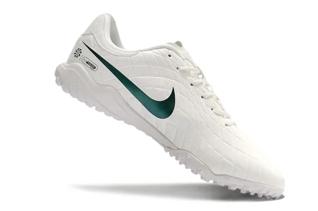 Nike White Blue Quilted Diamond-Panel Upper Iridescent Swoosh Artificial-Grass Soccer Shoes 2