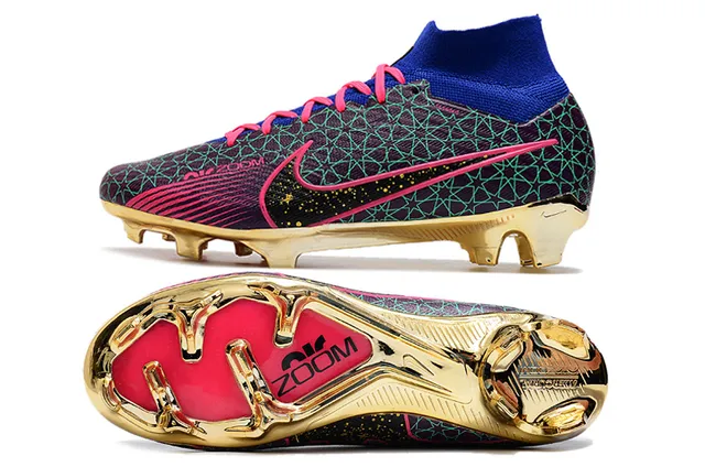 Nike Zapatillas de fútbol con empeine alto con ajuste de calcetín, suela metálica de placa y superficie de firme 5