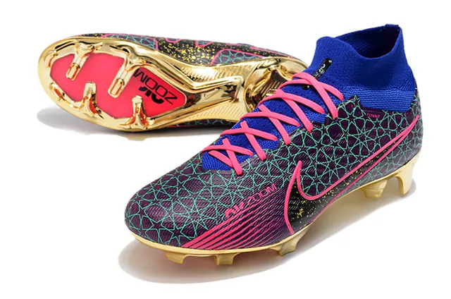 Nike Zapatillas de fútbol con empeine alto con ajuste de calcetín, suela metálica de placa y superficie de firme 9