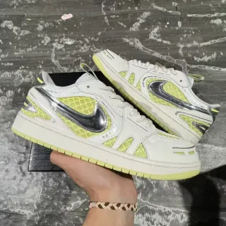 Nike أبيض أخضر منخفض الارتفاع متعدد الطبقات علوة شبكة صناعية أحذية أسلوب حياة